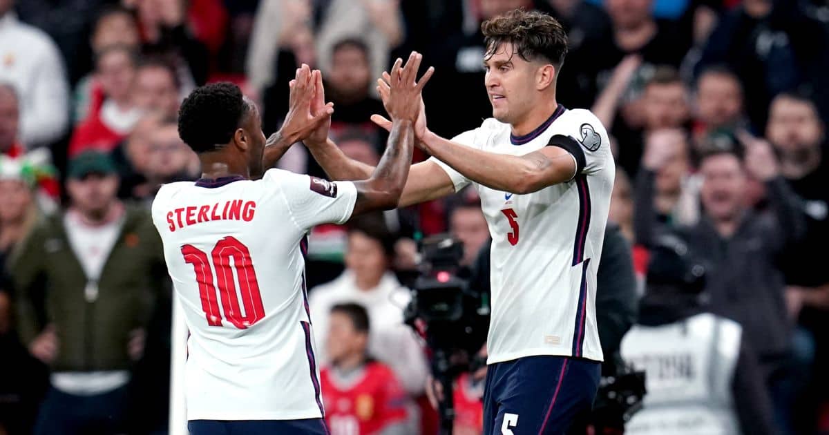 John Stones celebrates his goal for England against Hungary at Wembley