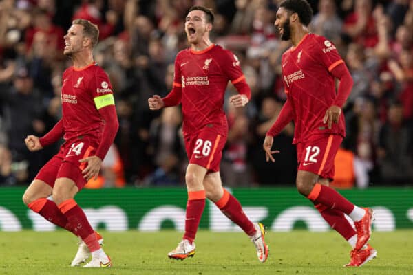LIVERPOOL, ENGLAND - Wednesday September 15, 2021: Liverpool's Jordan Henderson celebrates the 3rd (Image by Paul Currie / Propaganda)