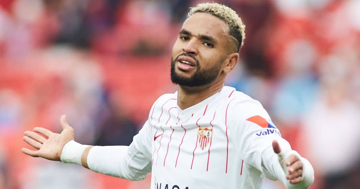 Youssef En-Nesyri of Sevilla complains during the UEFA Champions League, Group G, soccer match between FC Sevilla and RB Salzburg in the Ramon Sanchez-Pizjuan stadium